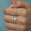 Lucky Life 925 Ayar Gumuss Opal Beyaz Taşlı Ay Güneş Lucky Life Lucky Life Lucky Life Kadın Kolye