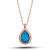 Lucky Life 925 Ayar Gumuss Rose Damla Mavi Opal Taşlı Lucky Life Lucky Life Lucky Life Kadın Kolye