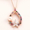 Lucky Life 925 Ayar Gumuss Rose Renkli Taşlı Çiçekli Lucky Life Lucky Life Lucky Life Kadın Kolye