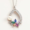 Lucky Life 925 Ayar Gumuss  Renkli Taşlı Çiçekli Lucky Life Lucky Life Lucky Life Kadın Kolye