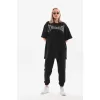 Lucky Life Unisex Taş Desenli Oversize T-Shirt - Beyaz