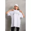 Lucky Life Unisex Taş Desenli Oversize T-Shirt - Beyaz