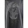 Lucky Life Unisex Taş Desenli Oversize T-Shirt - Füme