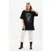Lucky Life Unisex Taş Desenli Oversize T-Shirt - Siyah