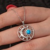 Lucky Life 925 Ayar Gumuss Opal Mavi Taşlı Ay Güneş Lucky Life Lucky Life Kadın Kolye