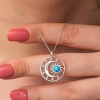 Lucky Life 925 Ayar Gumuss Opal Mavi Taşlı Ay Güneş Lucky Life Lucky Life Kadın Kolye