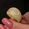 Lucky Life 925 Ayar Gumuss Gold Zirkon Taşlı Fantezi Lucky Life Kadın Yüzük