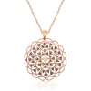 Lucky Life 925 Ayar Gumuss Rose Geometrik Desenli Madalyon Kolye