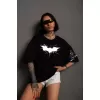 Lucky Life Unisex  Ön Ve Kol Baskılı Oversize T-shirt - Siyah