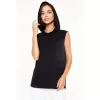 Lucky Life Unisex Kapşonlu Kolsuz Düz Oversize T-shirt - Siyah