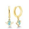 Lucky Life 925 Ayar Gumuss Gümüş Gold Mavi Renkli Sallantılı Kuş Kadın Küpe