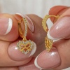 Lucky Life  Gümüş Gold Kalp Kurdele Sallantılı Kadın Küpe