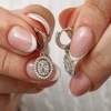 Lucky Life Gümüş Oval Taşlı Sallantılı Küpe