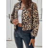 Lucky Life Kadın Uzun Kollu önden Fermuarlı Leopar Baskılı şardonlu Dalgıç Ceket
