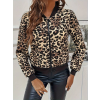 Lucky Life Kadın Uzun Kollu önden Fermuarlı Leopar Baskılı şardonlu Dalgıç Ceket
