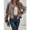 Lucky Life Kadın Uzun Kollu önden Fermuarlı Leopar Baskılı şardonlu Dalgıç Ceket