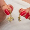 Lucky Life Gümüşh  Kadın Gold Renkli Taşlı Hayat Ağacı Kadın Küpe