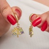 Lucky Life Gümüşh  Kadın Gold Renkli Taşlı Hayat Ağacı Kadın Küpe
