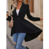 Lucky Life Kadın Uzun Kollu Yakalı önden Düğmeli Uzun Atlas Blazer Ceket