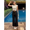 Lucky Life Kadın Beli Zincir Detay Ithal Krep Pantolon