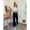 Lucky Life Kadın Beli Zincir Detay Ithal Krep Pantolon