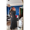 Lucky Life Kadın Krep Kumaş Uzun Kollu Tam Boy Puantiyeli Elbise 132 Cm
