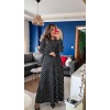 Lucky Life Kadın Krep Kumaş Uzun Kollu Tam Boy Puantiyeli Elbise 132 Cm