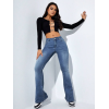 Lucky Life Kadın Yüksek Bel Cepli İspanyol Paçalı Kot Jeans Pantolon