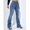 Lucky Life Kadın Yüksek Bel Cepli İspanyol Paçalı Kot Jeans Pantolon