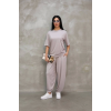 Lucky Life Kadın Modal Yumuşak Dokulu Kumaş Oversize Bisiklet Yaka T-shirt Jogger Eşofman Altı Eşofman Takımı - Gri