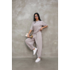 Lucky Life Kadın Modal Yumuşak Dokulu Kumaş Oversize Bisiklet Yaka T-shirt Jogger Eşofman Altı Eşofman Takımı - Gri