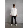 Erkek Düz Kapüşonlu Sweat - Beyaz