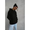 Erkek Düz Kapüşonlu Sweat - Siyah