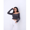 Lucky Life Kadın 241 TRİKO KAYIK YAKA CROP-ANTRASİT