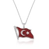 Lucky Life ​Gümüş Türk Bayrağı Bayan Kolye