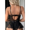 Lucky Life Siyah Dantelli Etekli Babydoll Takım