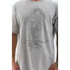 Unisex Oversize Taşlı Bisiklet Yaka T-Shirt - Gri