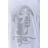 Unisex Oversize Taşlı Bisiklet Yaka T-Shirt - Beyaz
