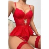 Lucky Life Kırmızı Dantelli Etekli Babydoll Takım