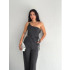 Lucky Life Kadın Crop Pantalon Ikili Takım - Füme