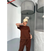 Lucky Life Kadın Yumuşak Dokulu Kumaş Kısa Kollu Bluz Rahat Pantalon Ikili Takım- Kahverengi