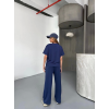 Lucky Life Kadın Yumuşak Dokulu Kumaş Kısa Kollu Bluz Rahat Pantalon Ikili Takım- Lacivert