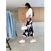 Lucky Life Kadın Kısa Kollu Bisiklet Yaka Viskon Bluz Ve Desenli Süprem Etek Ikili Takım