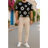 Ön Ve Arka Baskılı Oversize Bisiklet Yaka T-shirt- Siyah