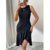 Lucky Life Kadın Askılı Bisiklet Yaka önden Fırfırlı Kısa Ithal Krep Elbise