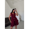 YELEK - PİLELİ ETEK GÖRÜNÜMLÜ ELBİSE - Bordo