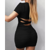 Lucky Life Kadın Kısa Kollu Bel çapraz Detay Dekolteli Eteği Büzgülü Sandy Mini Elbise
