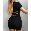 Lucky Life Kadın Kısa Kollu Bel çapraz Detay Dekolteli Eteği Büzgülü Sandy Mini Elbise