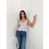 Lucky Life Kadın Dekolte Deraylı Crop - Beyaz
