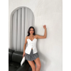 Lucky Life Kadın Dekolte Deraylı Bluz Crop - Beyaz